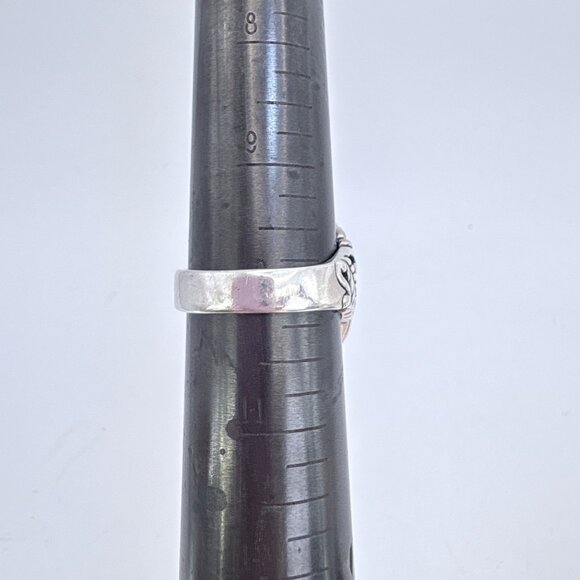 VTG Sterling Silver 925 Jade Bezel Set Scroll Shoulders Statement Ring Size 10 - Picture 10 of 10